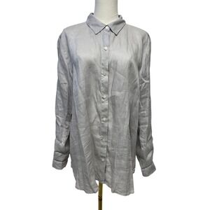 J.Jill Love Linen Shirt Womens Large 100% Linen Button‎ Down Blouse